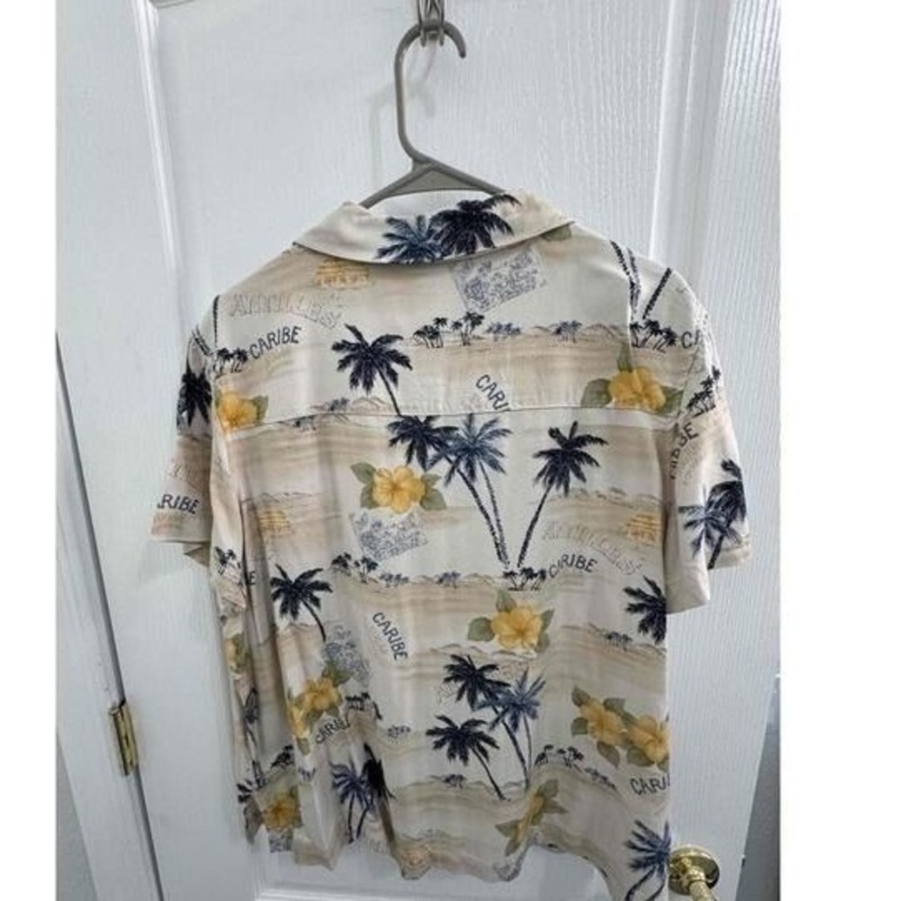 Havana Jacks Cafe Shirt Mens 1X Palm Tree Cabana Button Up Short Sleeve Hawaiian